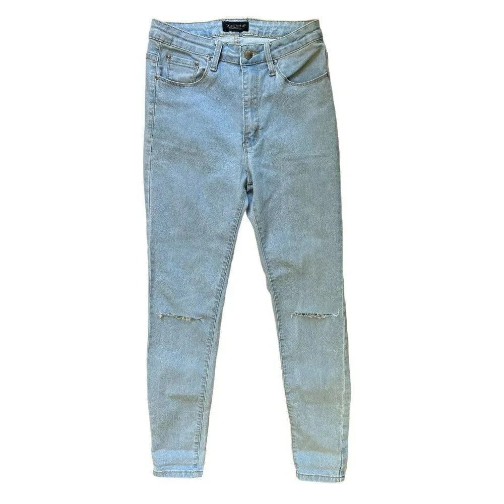 American Bazi Womens Size 5 Light Blue Jeans Distressed Stretch Denim 28x29